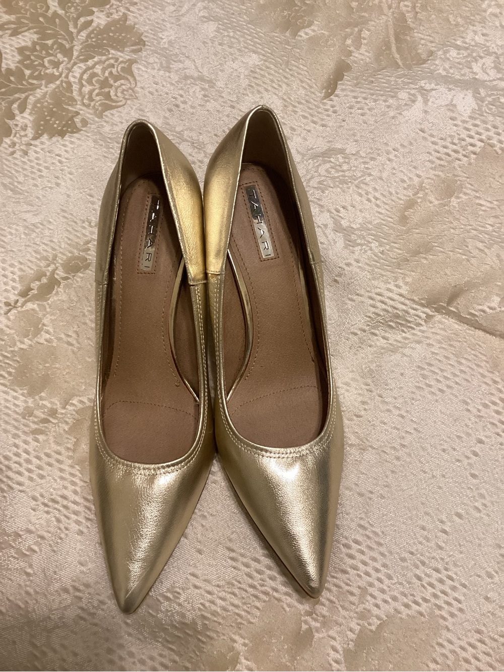 Tahari Metallic Gold Pointed-Toe Pumps
